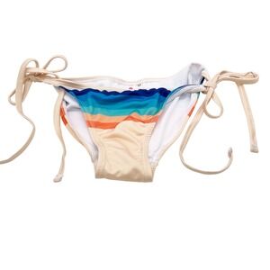 Berry Jane Women's Multicolor Striped Side Tie Bikini Swim Bottom Size Medium